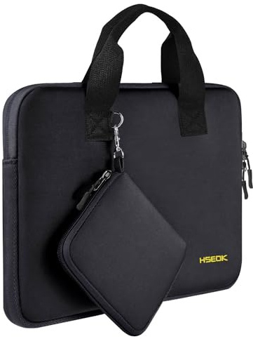 HSEOK Laptop Hülle 14 Zoll mit Kleiner Tasche, Neopren-Computertasche, kompatibel mit MacBook Pro 14 M5/M4/M3/M2/M1 (2025–2021), MacBook Air/Pro 13 und den meisten 14-Zoll-Notebooks,Schwarz