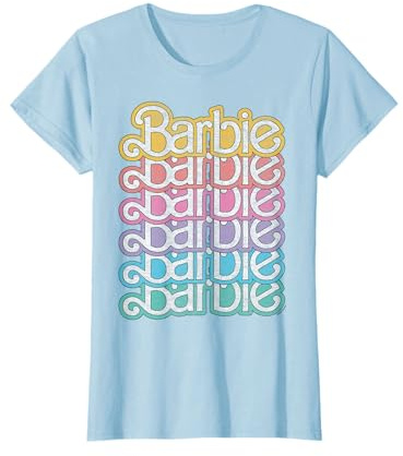 Barbie - Logo Arc-en-Ciel Pastel empilé T-Shirt