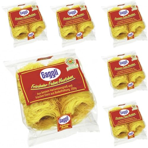 Gaggli Frischeier-Faden-Nestchen Pasta Nudeln 250 gramm x 6 Stück