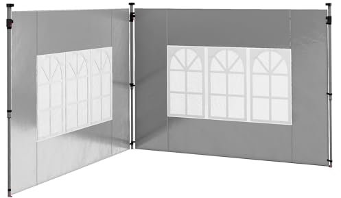 Outsunny Gazebo Side Panels with Window for 3x3(m) or 3x4m Pop Up Gazebo, 2 Pack Sides Replacement, Grey