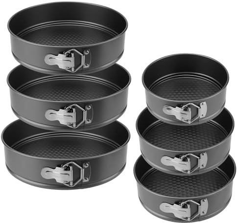 NAMYEUT 6 Stück Springform Rund Set, 18cm 20cm 22cm 24cm 26cm 28cm Kuchenform Rund, Springforme mit Hebeboden, Antihaft Backform Springformen für Kuchen