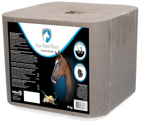 Holland Animal Care Equi Shield Block - 10 kg - Pierre à lécher au sel - Pour le soin des peaux sensibles - Neutralisation des odeurs corporelles - Convient aux chevaux