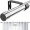 Argento Bastone per Tenda Regolabile in Acciaio Inossidabile di Diametro 16 mm, Aste per Tende per Finestra con Pomelli a Cappuccio con Staffe Set per Camera da Letto/76-238cm