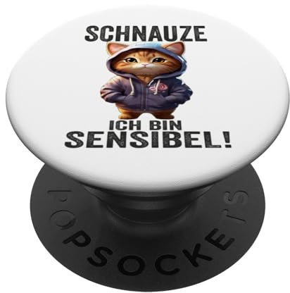 Schnauze Ich Bin Sensibel I Lustiger Katzen Spruch mit Katze PopSockets mit austauschbarem PopGrip