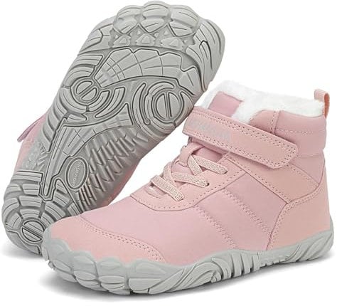 Mishansha Kinder Winter Barfußschuhe Warm Gefüttert Winterschuhe Jungen Mädchen Winterstiefel Leicht rutschfest Winterboots Outdoor Breite Zehenbox Wanderschuhe, Chill II, Erröten Rosa 27 EU