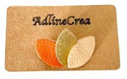 Broche en cuir (orange/or/crème)