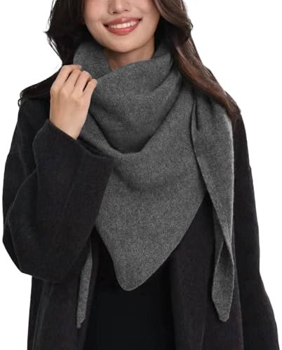 Risipu Damen Winter Dreieck Schal & Tücher Mode Flauschiger Schal Dreieck Warme Ponchos Frauen Dreieckstuch Gestrickte Geschenke für Weihnachten Geburtstag Jubiläen (Gray, One Size)