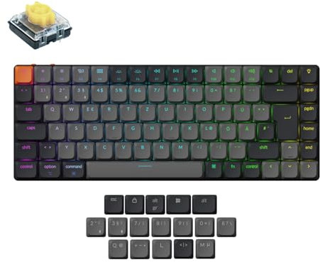 Keychron K3 QMK Versión 3 Teclado Mecánico Ultraplano - DE-ISO 75% Compact Layout Marco de Aluminio, Bluetooth/Cable RGB Iluminación Hot-Swap & Low Profile Banana Switches para Mac/Windows/Linux