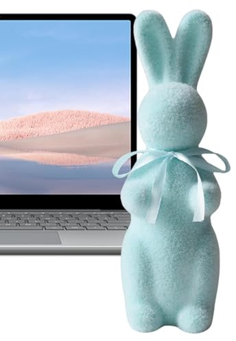 Pelzgewachsen in Kaninchenfigur, Osterdekorationsstatue im Frühlingsinnen- und Outdoor-Objekt Osterhasen-Figur-Statue-Osterhasen-Statue-Fell-Kaninchen-Kaninchen-Figur-Dekoration, hellfarbene Frü