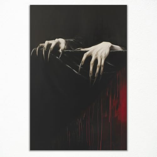 xbsifyiooa Krallenhände, Dracula-Vampirdruck, Gothic, stimmungsvoll, Leinwand, Wandkunst, Hexen-Poster, dunkle Akademie, Halloween, Gemälde, gruseliges Gothic-Bild, 20,3 x 30,5 cm, ungerahmt