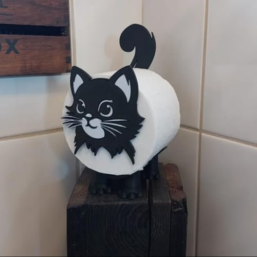 Cat Toilet Roll Holder | 3D Printed blackcats Toilet Paper Holder | Funny Cat Shape Tissue Holder | Cute Bathroom Decor Decorative Kitchen Or Bathroom Accessories