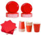 Set Stoviglie Carta Monouso Rosso 112 pezzi, festa di compleanno, kit per 24 ospiti