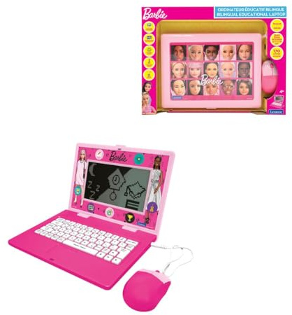 Lexibook, Barbie Ordinateur Éducatif Enfant, JC599BBi1 | Anglais/Français, 170 activités, 6.7-pouces écran, Jeux éducatifs et musique