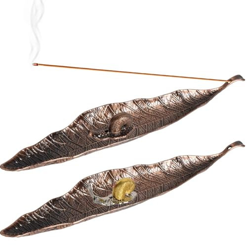Set de 4 Porte-encens, Brûleurs d'encens en Forme de Feuilles et d'Escargots pour la Cérémonie du Thé, la Lecture, la Méditation, Le Yoga, Les Ornements