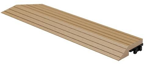 ML-Design Bordure de Finition WPC Coin Gauche Teck pour Dalles de Sol Clipsable, 38x2x7,5 cm, Aspect Bois, Cornière de Terrasse Striée, Bords de Carreaux Antidérapantes, Baguette d'angle