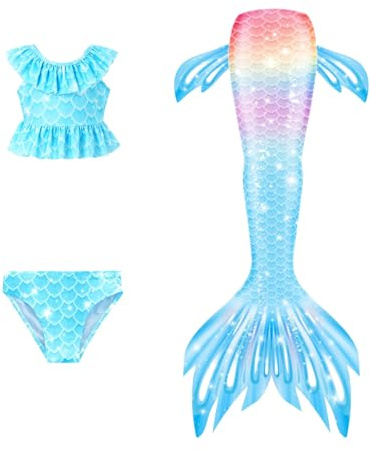 Marmaid zum Schwimmen Swimming Tail Schwanz Swimsuit Swimwear Bikini Set Schwanzflosse Für Mädchen