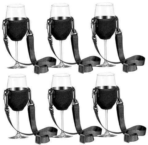 Wine Glass Holder Necklace for Hanging 6Pcs Large Adjustable Portable Wine Glass Holder Lanyard for Wedding, Birthday, Party