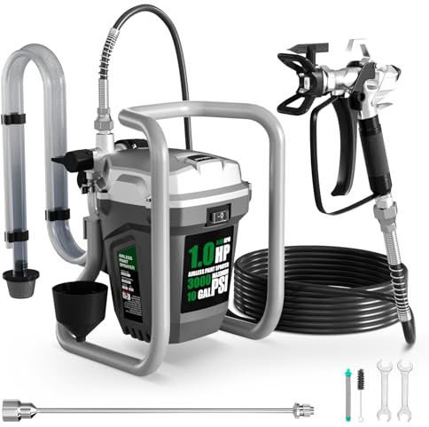 Pulverizador de Pintura sin Aire, Pistola eléctrica de Alta presión con Varilla de extensión, Herramienta de Pintura Profesional sin Adelgazamiento para Paredes Interiores/Exteriores, Vallas, techos