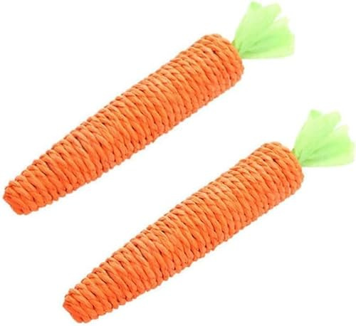 Dwang 2Pcs Orange Sisal Carrot Cat Toys,Natural Interactive Dental Chew and Teething Toys for Kittens,Indoor Cat Toys,Kitty Play Accessories,Cat Dental Care and Stress Relief