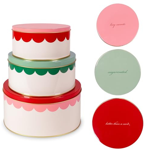 kate spade new york Round Cookie Tin Set of 3, Hey Sweets