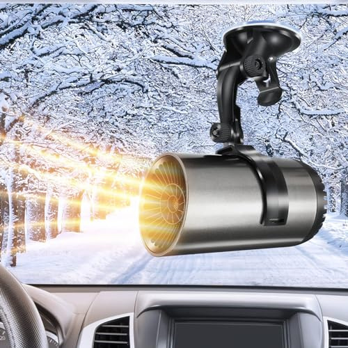 Chauffage de voiture, désembueur et dégivreur de pare-brise - Chauffage portable de voiture 12 V 150 W - Chauffage et refroidissement rapides - Chauffage de voiture rechargeable (noir)