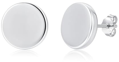 Estrellique Ohrstecker Silber 925, Hypoallergen 925 Sterling Silber Flache Rund Kreis Ohrstecker für Damen Mädchen, Unisex 10mm Klein Knorpel Schlafen Ohrringe Stecker Damenschmuck Weihnachten