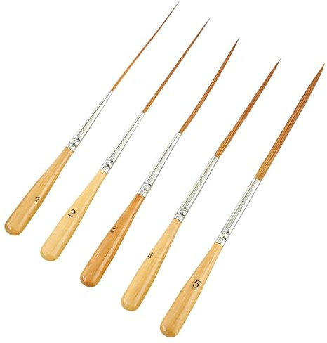GREATRICH Pinceaux Traceur Extra Longs, 5 Pinceaux d'artiste, Acrylique et Huile, Pinceauxs Peinture, Fin Pinceau Acrylique pour Détails, Pinceauxs Aquarelle Professionnels pour Contours, Remplissage