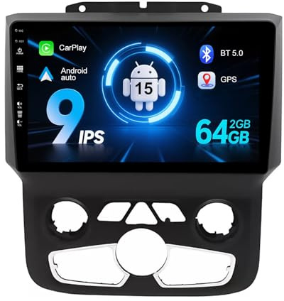 MISONDA 2 Din 9 Zoll IPS Android 15 Autoradio Für Dodge Ram (2013-2019) 1500 2500 3500 mit GPS Navi Unterstützung Bluetooth|DAB|USB|Carplay|Android Auto|WLAN|4G|MirrorLink|RDS|2G+64G