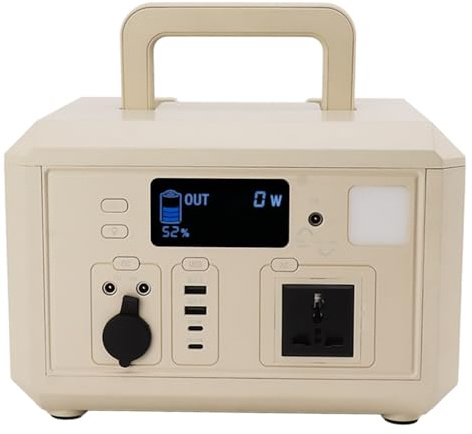 Fdit Station électrique Portable 600W 460Wh avec 2x100W Type C 2xUSB Prise Secteur à Onde Sinusoïdale Pure, Générateur Solaire pour Camping, Maison, Urgence, Voyage Extérieur (Prise UE 220 V)