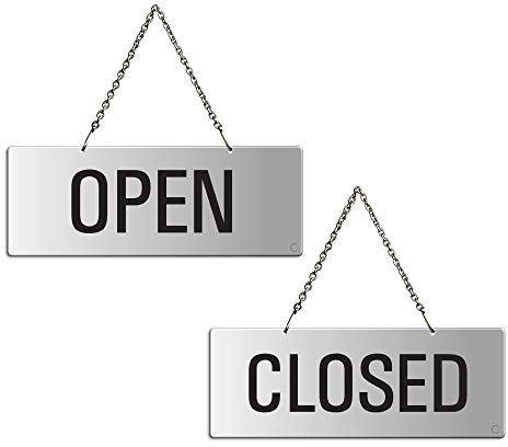 Cartel para colgar Open - Closed | Placa Aluminio 175x65 mm | No.31201-E