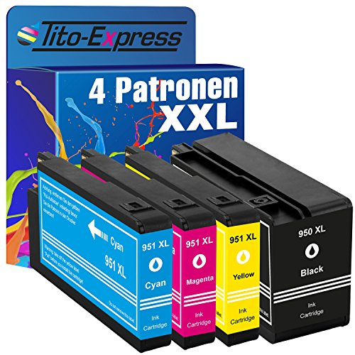 Tito-Express 4 Druckerpatronen kompatibel mit HP 950XL 951XL für HP Officejet Pro 8610 8600 8100 8620 8100 8615 8625 8630 8640 8660 276dw 251dw