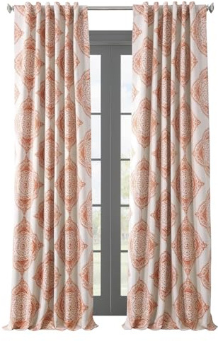 HPD Half Price Drapes Geometric Printed Rod Pocket Room Darkening Curtains for Living Room & Bedroom 50W X 108L, (1 Panel), Henna