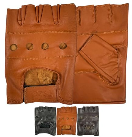 Prime Fingerlose Handschuhe echtes Leder weiche Qualität Krafttraining Radfahren Rollstuhl Bodybuilding Gewichtheben Fitness M braun
