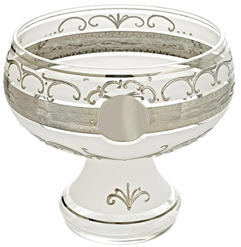 Schale auf Fuß Obstschale Salatschale Noble D 21 cm Platin Handgefertigtes Mundgeblasenes Glas