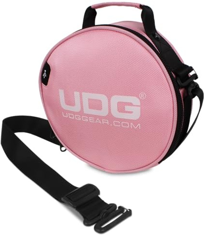 UDG Ultimate DIGI Headphone Bag, Pink (U9950PK) | Compact headphone bag for DJs; padded compartment, accessories pocket, adjustable shoulder strap