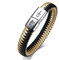 VNOX Echtes Leder geflochtenes Ankh-Kreuz Auge des Horus Edelstahl Magnetverschluss Manschette Band Armband, 8.3 inches, Edelstahl Leder