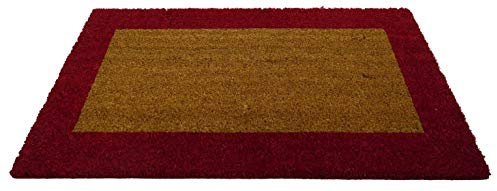 Casatessile Zerbino rettangolare in cocco ECOCO BORDO per Ingresso Interno ed Esterno, Antiscivolo - ROSSO, 50x100 cm.