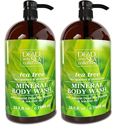 Dead Sea Collection Shower Gel for Women and Men - Body Wash with Pure Dead Sea Minerals and Tea Tree Oil - Cleanses and Moisturises Skin - Pack of 2 (1000 ml. each)