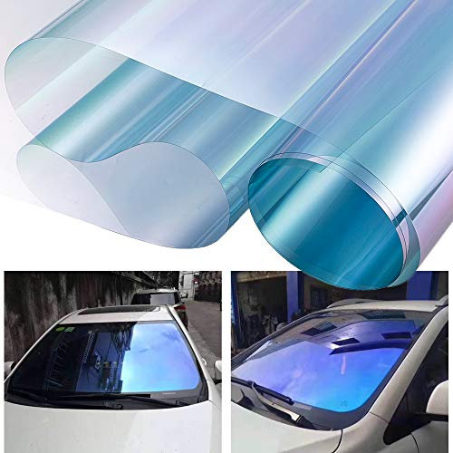Dark Blue Chameleon Windshield Tint Car Window Foils Solar Protection Film Windshield Sun Shade Tint Film 19.68'' x 118''