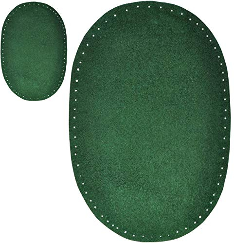 alles-meine.de GmbH 2 Stück Wildleder - echtes Leder - Flicken - dunkel grün/jägergrün - 10 cm * 15,5 cm - oval - zum Aufnähen Aufnäher/Applikation XL Format Flecken Aufnäh..