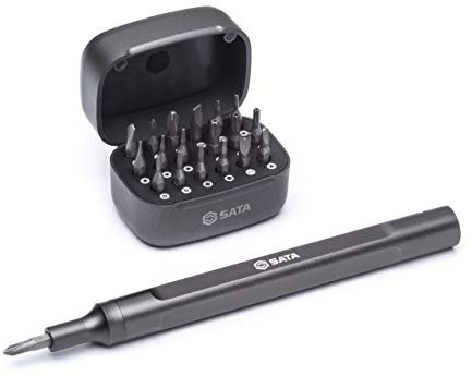 SATA ST09348 - Juego de 6 destornilladores de trinquete con tres ajustes de trinquete y un mango de almacenamiento verde y amarillo