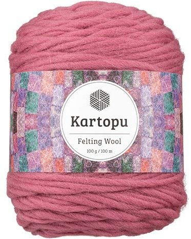 Filzwolle 100gr Knaul,uni+Color,100m Lauflänge, 100% Schurwolle, Mengen und Farbe frei wählbar (dunkelrosa 1735)