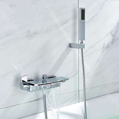 Miscelatore Vasca Da Bagno A Cascata Rubinetto Per Vasca Da Incasso A Parete, Doccia A Cascata, Doccia Calda E Fredda, Rubinetto Per Vasca (Cromato lucido)