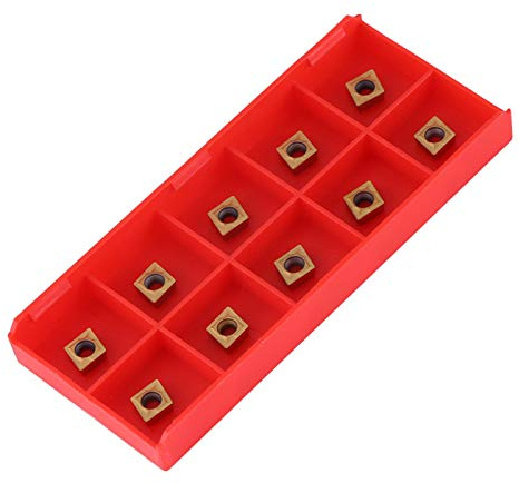 Placchette x Tornio, Lama per Inserto in Metallo Duro CNC, Inserti per Tornitura in Metallo Duro 10 Pezzi, Inserto in Metallo Duro per Tornio CNC per Portautensili per Tornio (Dorato)