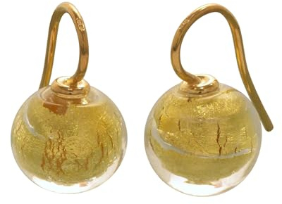 Pendientes de cristal de Murano, oro