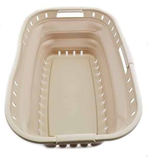 SAMMART 44L Faltbarer Kunststoff-Wäschekorb - Faltbarer Pop-up-Aufbewahrungsbehälter - Tragbare Waschwanne - Platzsparender Korb (1, Aprikose), Größe: 64,5 x 44 x 26cm