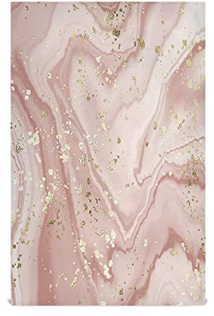 xigua 4 Pack Kitchen Towel Dishcloths Absorbent Hand Towels Tea Towels for Home Restaurant Dish Clean 28 x 18, Rose Gold Marble Ripple