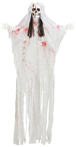 W WIDMANN MILANO Party Fashion 10045 - Skelett-Braut mit blinkendem, leuchtendem Kopf, 170 cm, Dekoration, Hängedekoration, Gespenst, Geist, gruselig, Halloween, Mottoparty