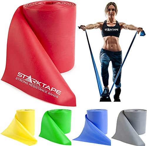 Starktape Resistance Bands Widerstandsbänder Latexfrei – Professional Fitnessbänder für Home-Training, Physiotherapie, Pilates, Krafttraining und Rehabilitation 2.5 Meter rot