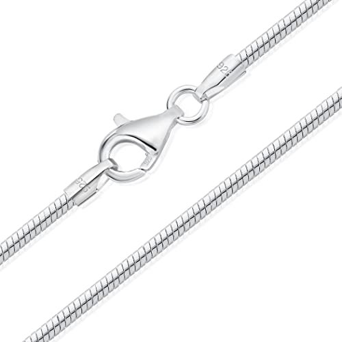 DTPsilver® Chaîne/Collier en Argent 925 - Maille Serpent - Fermoir Mousqueton - Épaisseur: 2 mm - Longueur: 40 cms